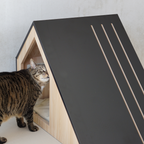 BLACK Wooden Cat House with Cotton Cushion