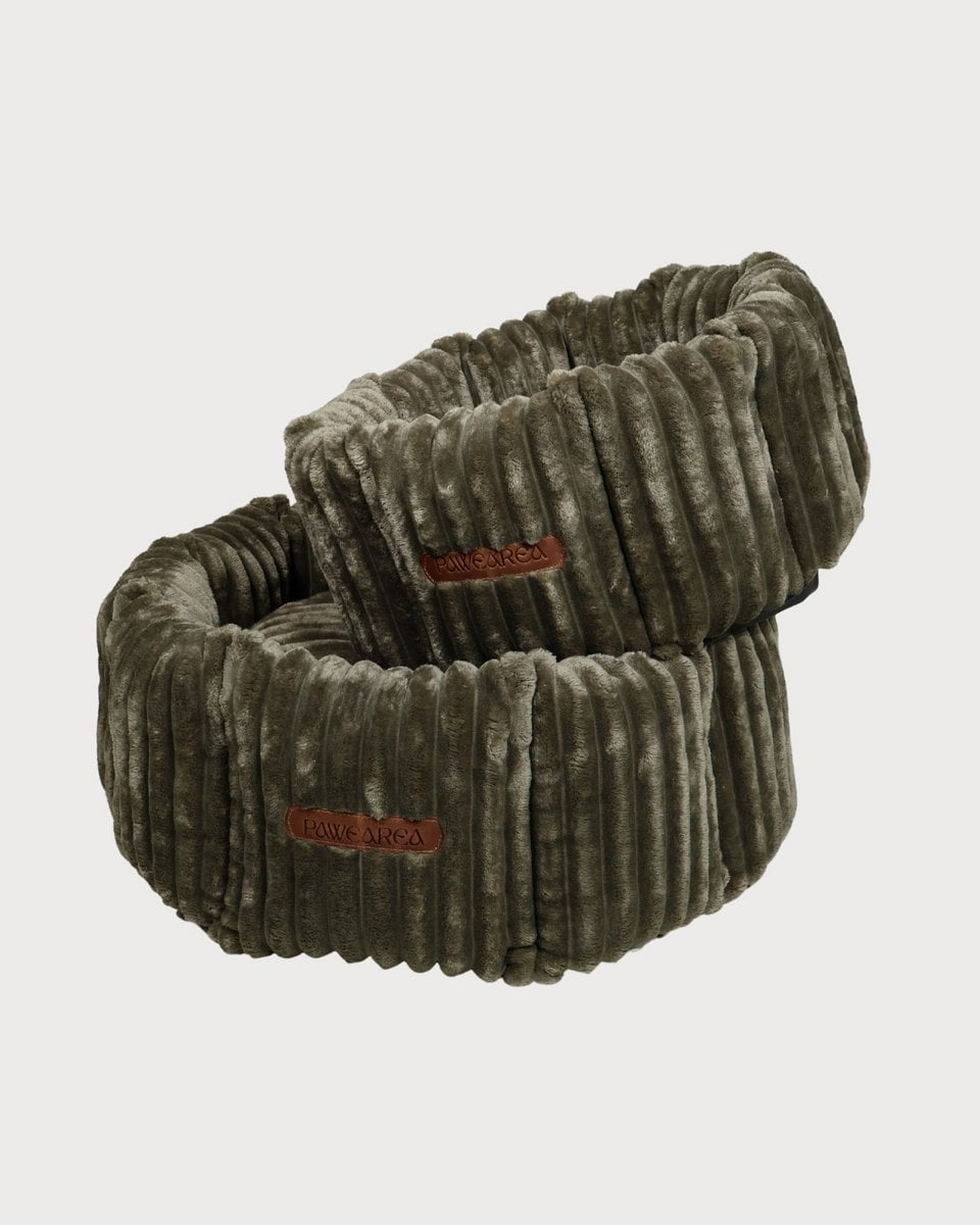 CHARLES Striped Velvet Dog Bed