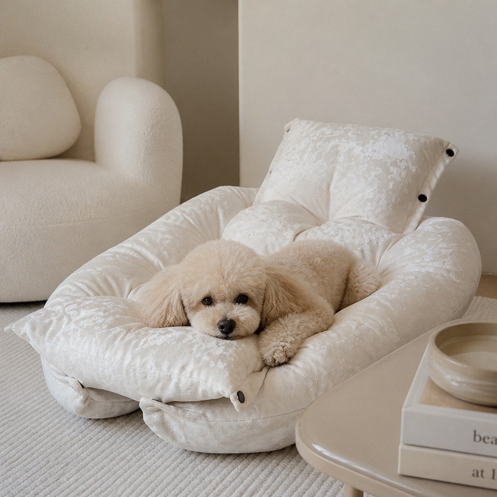 MALIBU Transformable Luxury Dog Bed – Marble Velvet, 2-in-1 Designer Pet Furniture, Handmade Europe